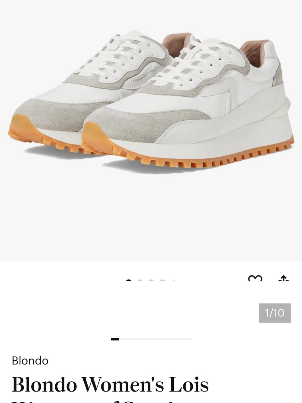NWOB Blondo Women's White, Light Gray & Gum-Trim Sneakers